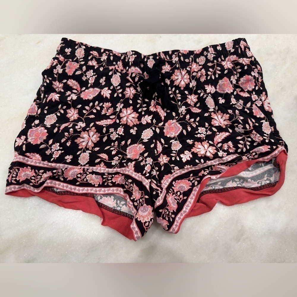 LOFT High Waisted Floral Pull On Drawstring Dressy Shorts Size Small